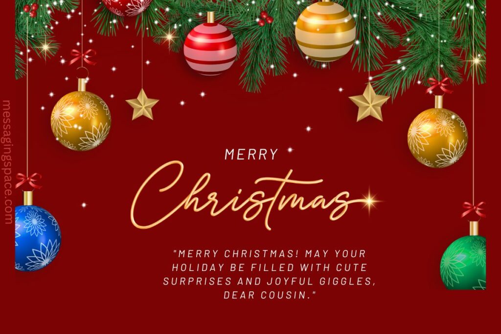 Cute Merry Christmas Text Greetings for Female Cousin