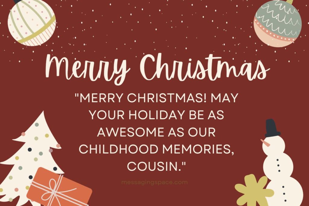 Cute Merry Christmas Text Greetings for Male Cousin